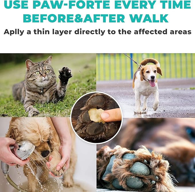 Forticept Paw Care Kit - Dog Paw Balm Protector from Ice, Snow, Dirt, Salt, Hot Sand and Paw Cleaner Maxi-Wash. Dog Beeswax Balm moisturizer for Cracked Paw Pads