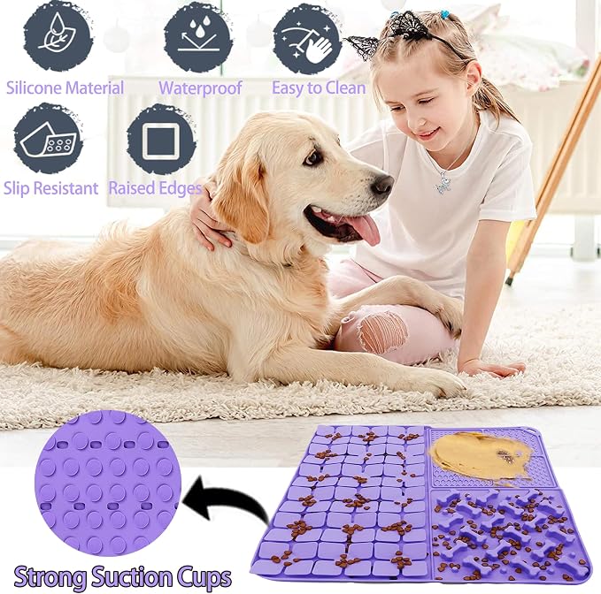 Silicone Snuffle Mat for Dog,Slow Feeder Lick Mat with Suction Cups for Slow Eating,Encourages Natural Foraging Skill,Pet Sniffing Mat for Small/Medium/Large Dog Cat