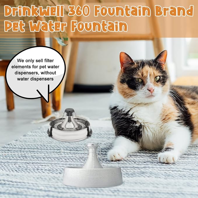 Sweetude 24 Pack Pet Charcoal Filters Pet Fountain Filter Replacement Charcoal Water Filter Compatible with Drinkwell 360 and Drinkwell 360 Stainless Steel Multi Fountain for Dog Cat