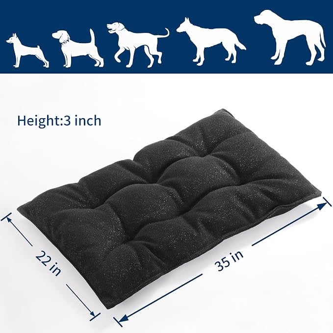 MABOZOO Chew Proof Indestructible Dog Beds for Aggressive Chewers,Durable Dog Crate Pad,Washable Tough Pet Mats for Kennel,Black,Small 17x23 in