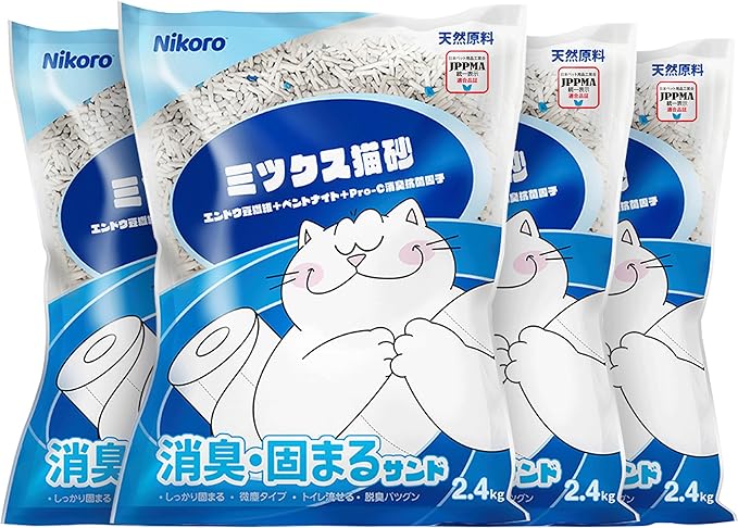 NIKORO Tofu Cat Litter,Strong Clumping Cat Litters,Odor Control and Unscented Ultra Absorbent Water Flushable Tofu Cat Litter,Dust Free Scent Free,21 lbs(5.29 lbs×4Bags)