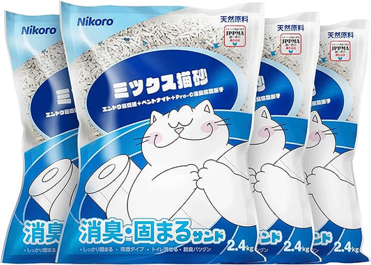NIKORO Tofu Cat Litter,Strong Clumping Cat Litters,Odor Control and Unscented Ultra Absorbent Water Flushable Tofu Cat Litter,Dust Free Scent Free,21 lbs(5.29 lbs×4Bags)