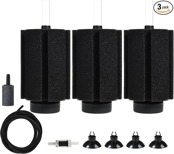 ALEGI Aquarium Large Sponge Filter 100 Gallon - 125 Gallon Sponge Filter with Air Stone for Large Fish Tank (3 pcs)