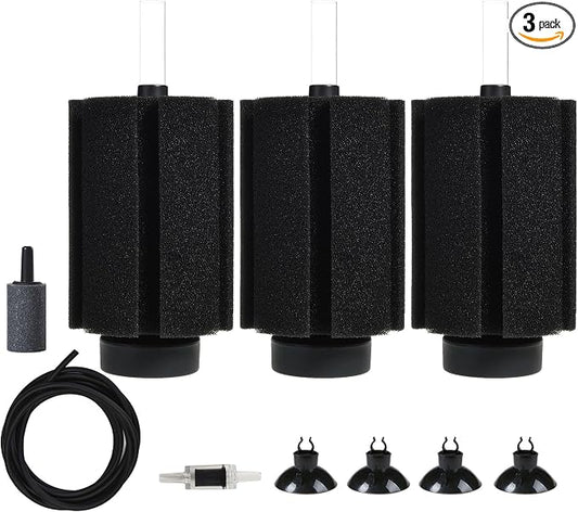 ALEGI Aquarium Large Sponge Filter 100 Gallon - 125 Gallon Sponge Filter with Air Stone for Large Fish Tank (3 pcs)