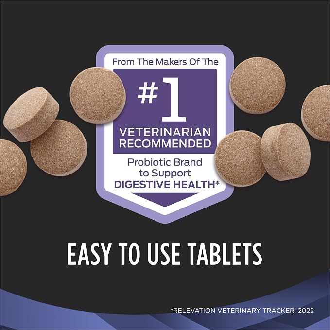 Pro Plan Veterinary Diets FortiFlora Chewable Probiotic Tablets for Dogs and Puppies, Digestive Health Support for Occasional Diarrhea Management, 45-Count