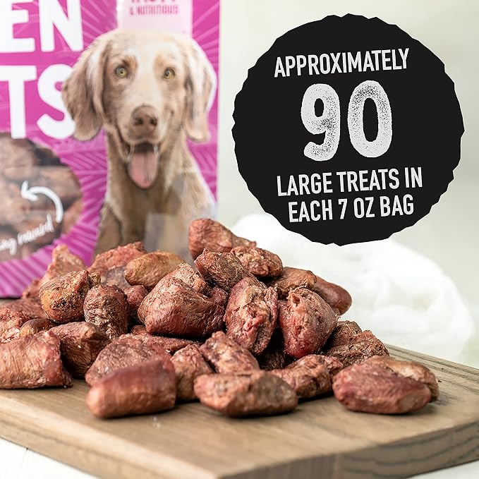 Dr. Harvey's Freeze-Dried Chicken Hearts - Training Dog Treats, Single Ingredient, All-Natural USA Sourced Protein, Allergen-Free - 7 Ounces (Pack of 3)