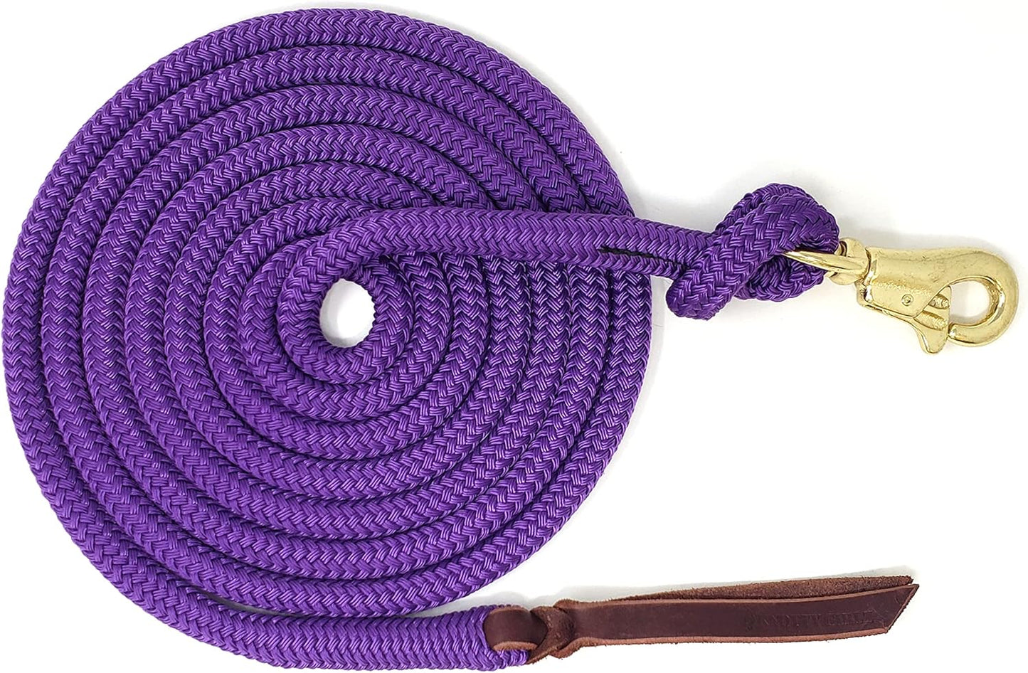 Premium 1/2" Samson Eq Braid Yacht Natural Horse Training Lead Rope with Brass Trigger Bull Snap Available in 12ft, 14ft, and 16ft. Lengths