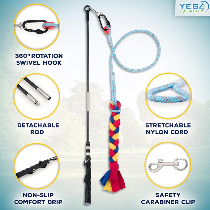 YES4QUALITY Dog Bite Pillow 10x7 & 33 Inch Flirt Pole Bundle