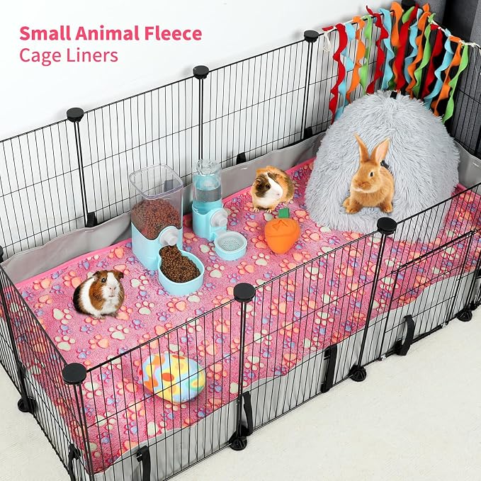 YUEPET Waterproof Guinea Pig Blankets Washable 6 Pack Small Animal Fleece Cage Liners Pet Soft Sleep Mat Pad Cover Warm Flannel Throw for Hamster Guinea Pig Rabbit Chinchilla Hedgehog Ferret 48"×24"