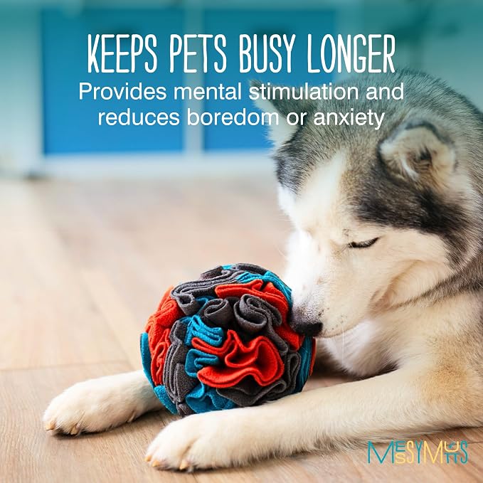 Messy Mutts Round Forage Ball | 6” x 6” Snuffle Ball Puzzle for Dogs | Stimulating Sniffing Interactive Puzzle for Dogs