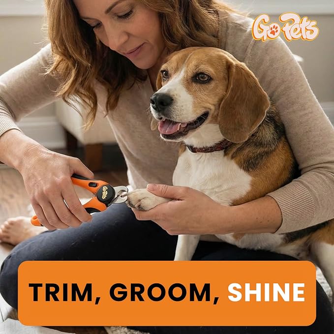 GoPets Dog Nail Clippers, Professional Pet Nail Trimmer for Large Dogs and Cats with Quick Sensor Safety Guard, Heavy Duty Stainless Steel Blades, Non-Slip Handle, Built-in File for Safe Grooming