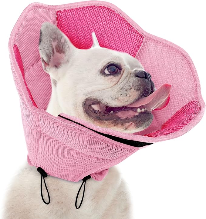 Dog Cone - Soft Cone for Dogs to Stop Licking, Pet E-Collar Alternative After Surgery, Adjustable Pet Recovery Collar for Wound Healing, Pink Small