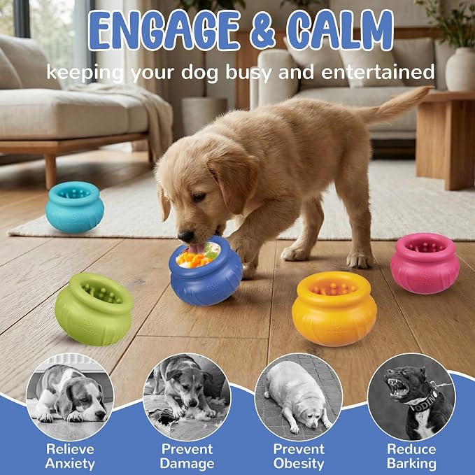 Wobbly Dog Enrichment Lick Toy, Stuffable Frozen Lick Bowl to Keep Dogs Busy, Long-Lasting Interactive Treat Dispensing Dog Toy, Silicone Fetch Catch Chew Toy(Dark Blue,L)