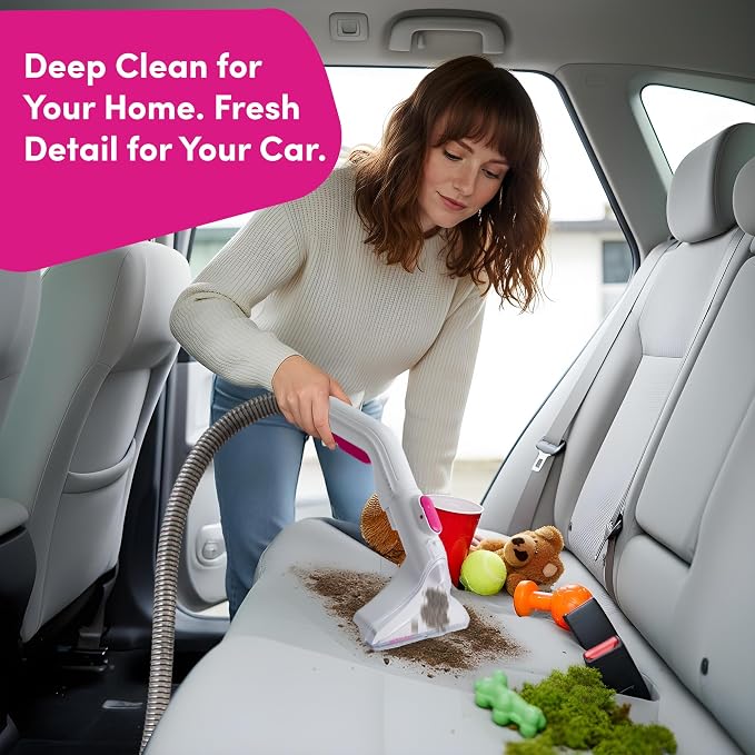 WECLEAN C4 Portable Carpet Cleaner Machine, Stand Up Upholstery Cleaner with 18KPa Powerful Suction, 800W Spot Cleaner for Pet Stains, Carpet, Rug, Couch and Car Interior, Dual Tank System, Pink
