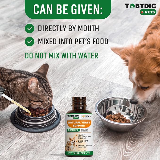Natural Cats & Dog Yeast Infection Relief - Itchy Skin & Ear Treatment - Reduces Irritation & Relieves Itching and Allergy - Herbal Medicine Drops Supplement