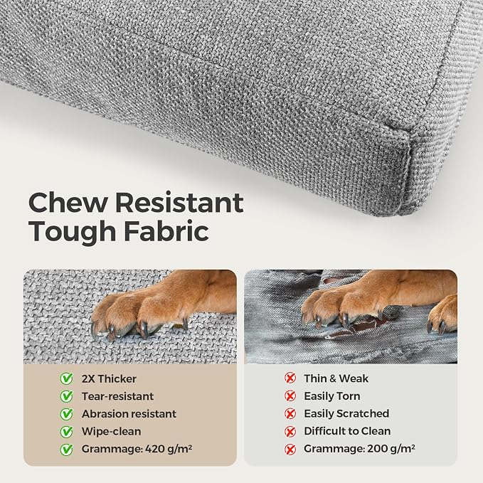 Sytopia 42" XL Chew Proof Dog Bed-Light Grey