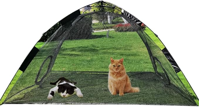 Portable Large Pop Up Pet Cat Tents Enclosures House for Outside Patio Indoor for Cat Puppy Rabbit Small Animals,Quick Opened,Independent or can be Connected to Tunnels
