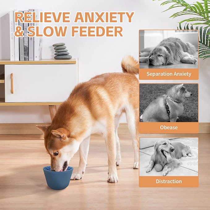 Dog Lick Bowl,Anxiety Relief Non-Slip Silicone Treat Bowl,Durable Anti-Choking Long-Lasting Enrichment Slow Feeder Licking Mat for Small Medium Large Breed,Freezable BPA Free Silicone Dishwasher Safe