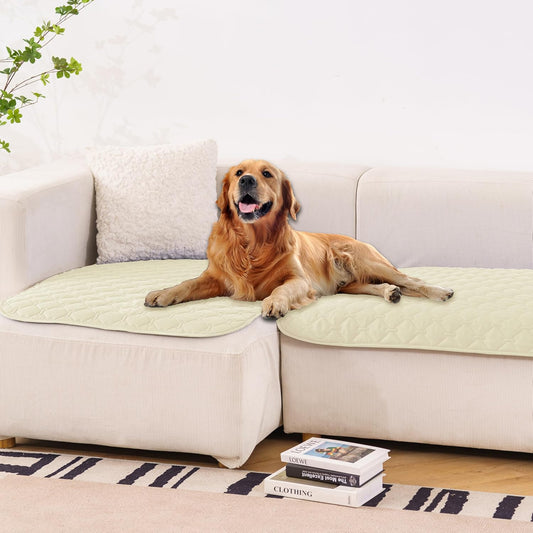 gogobunny 100% Double-Sided Waterproof Dog Bed Cover Pet Blanket Sofa Couch Furniture Protector for Puppy Large Dog Cat, Reversible (32x53 Inch (Pack of 1), Dark Cream/Light Cream)