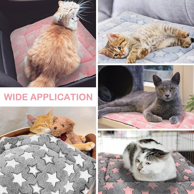 VitalCozy 4 Pcs Dog Crate Pads, Ultra Soft Warm Washable Anti-Slip Kennel Bed Mat for Pets, Reversible, Replaceable, Cage Liner for Small Medium Large Dogs and Cats(20 x 30 x 1.6 Inch,Star,Colorful)