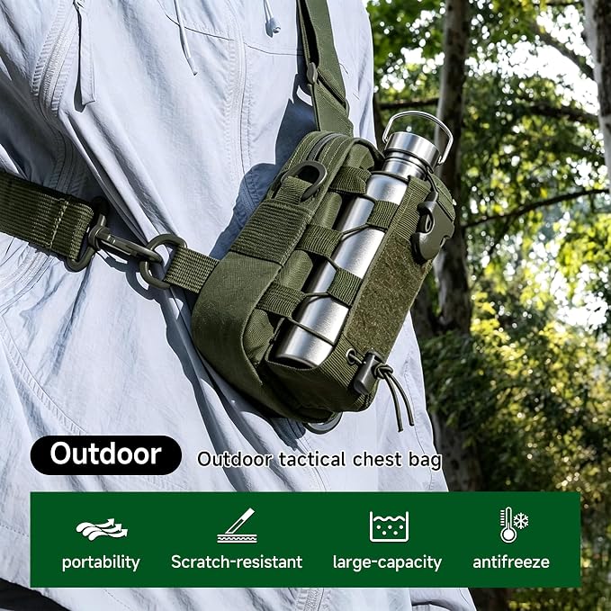 17oz Stainless Steel Water Bottle with Crossbody Sling Bag Fits Phone & Bottle Opener Multi Tool– EDC Gear for Travel, Hiking & Daily Use