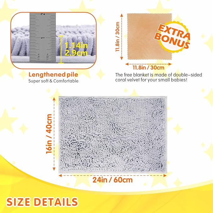 Guinea Pig Cage Liner Bedding 2 PCS, Washable Guinea Pig Bed Mat, Extra Absorbent Rabbit Pee Pad Reusable, Non-Slip Fleece Blanket for Bunny and Small Animal Cage Accessories (Grey, 24"x16")