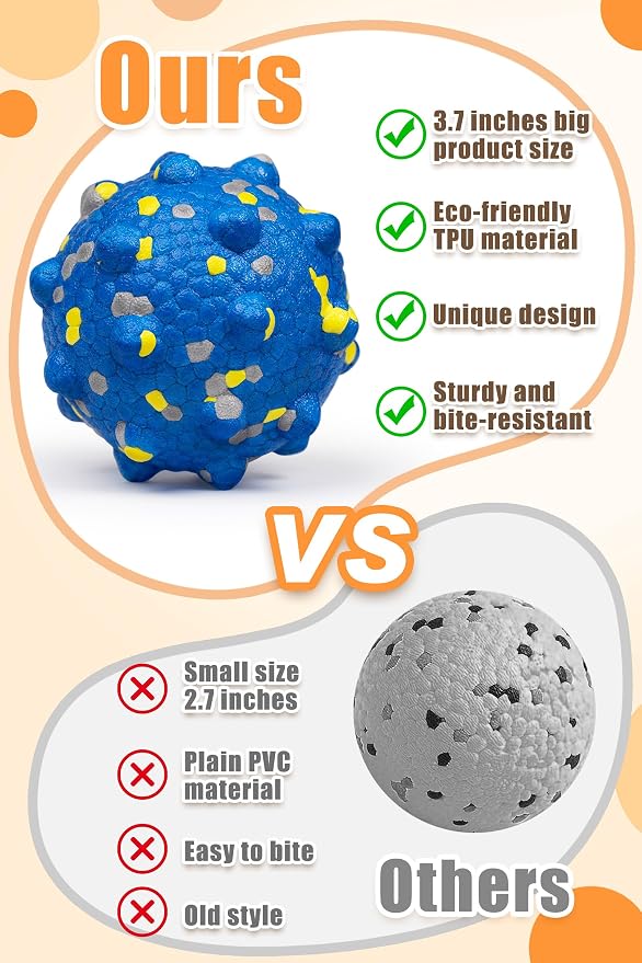 Moonorange 3.7'' Dog Balls for Dogs Aggressive Chewers Indestructible Tennis Durable Bouncy Interactive Dog Toy for Fetch Game Floating Balls (Grey Large)