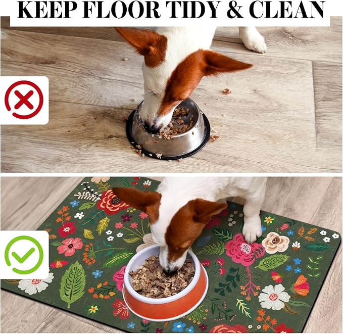 Dog Food Mats for Floors, Absorbent Dog Bowl Mat for Food and Water Dispenser, Quick Dry Cat Food Mat Pet Supplies