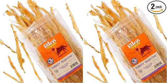 Riley's Turkey Tendons for Dogs Made in The USA & Sourced in The USA - Single Ingredient Dog Treats - All Natural Turkey Tendon Chews for Dogs - 4 oz (Pack of 2)