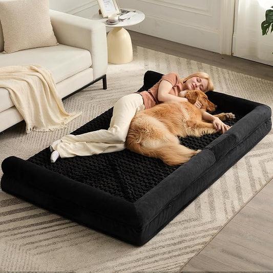BFPETHOME Orthopedic Washable Dog Beds Large Sized Senior Dog for Comfy Sleeping with Removable Cover, Waterproof Big Soft Pet Couch Bed for Dogs Rerlax
