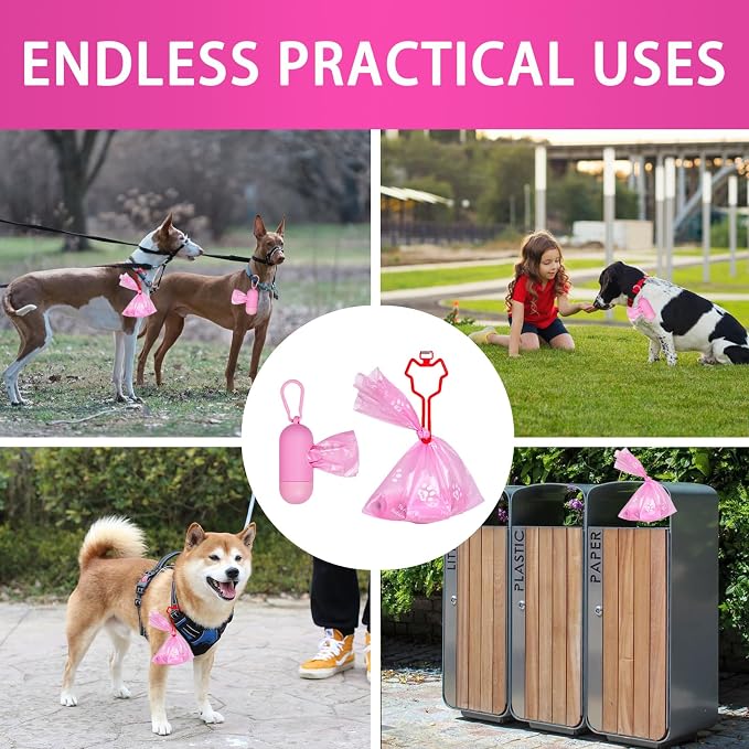 HZDHCLH Poop Bags for Dogs Leak Proof Extra Thick Dog Poop Bags, Pink Cat's Paw 8 Rolls 9" x 13" Lavender Scented Pet Waste Bag, 120 Count