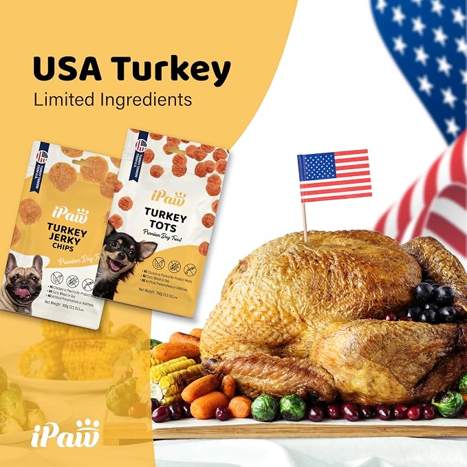 iPaw Turkey Tots Dog Treats for Puppy Training, SQF Certified Human Grade Dog Treat, Hypoallergenic, Easy to Digest (Turkey Tots)
