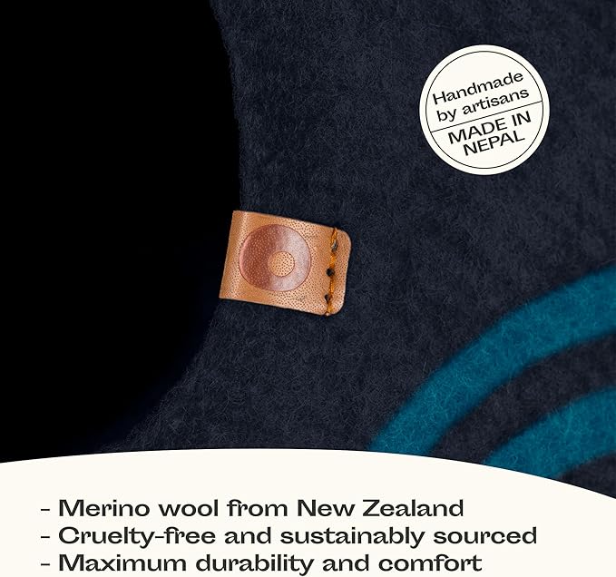 MEOWFIA Cat Cave – Premium Felt Cat Bed for Indoor Cats, Handmade 100% Merino Wool (Medium, Black Aqua)