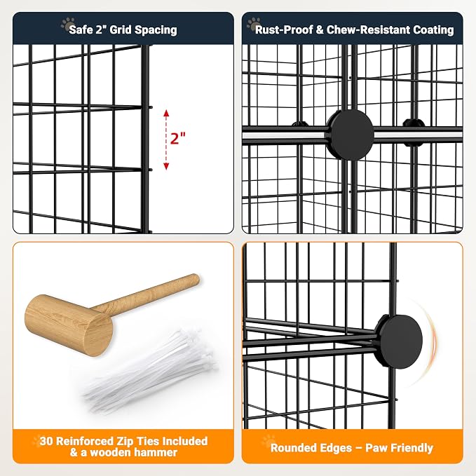 DIY Modular Cat Enclosure 3x3x2 Grid | Extra Large Indoor Cat Playpen | Foldable Black Wire Metal Cat Cage with Multi-Level Shelves | Approx. (43.7" x 29.5" x 43.3")
