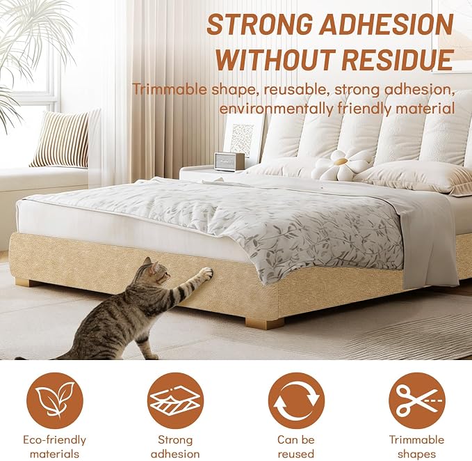 Couch Protector from Cat Claws 78.7" x 15.8" Trimmable DIY Self-Adhesive Cat Scratch Mat for Furniture Couch or Wall Protector, Covering Cat Scratching Post Indoor