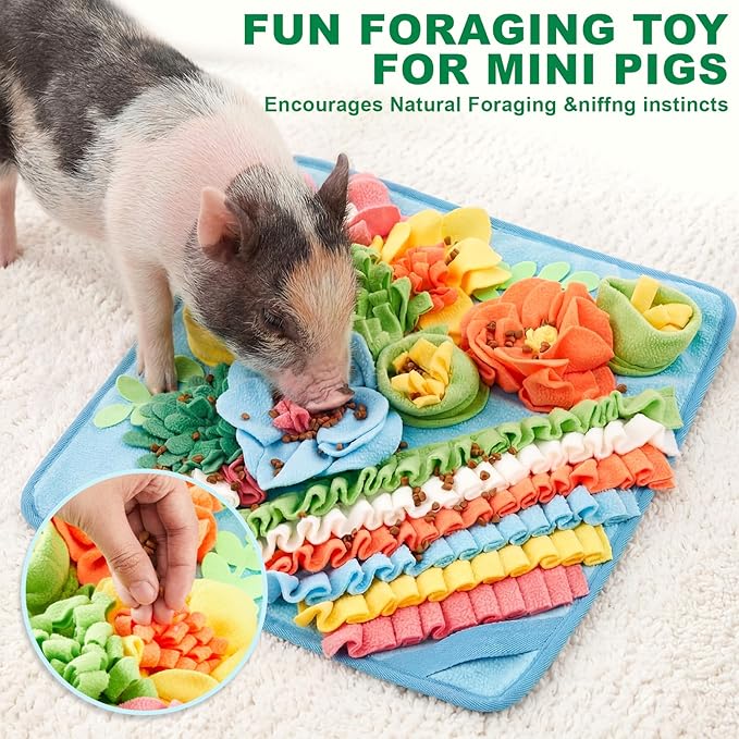 Novabright Piggy Snuffle Mat 15.75 x 15.75 Inches, Colorful Foraging Pad for Pigs Enrichment Toys with Non-Skid Backing, Sniffing Mat for Guinea Pigs, Rabbits, Dogs, Easy to Clean