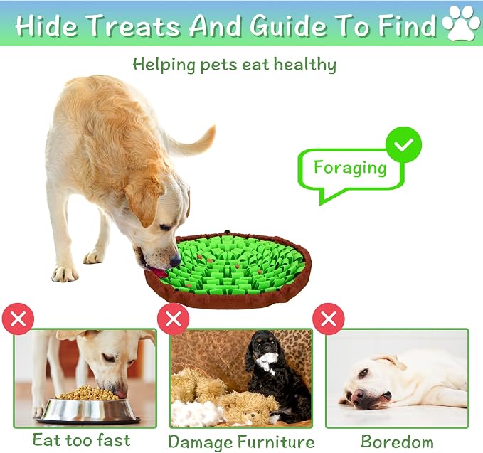 2-Pack Snuffle Mat for Dogs, Adjustable Size Encourages Natural Foraging Skills for Cat and Rabbit or Other Pet