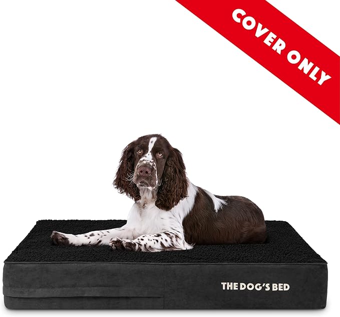The Dog’s Bed Replacement Outer Cover, Plush Fabric, Black Plush, Large, 6-Inch