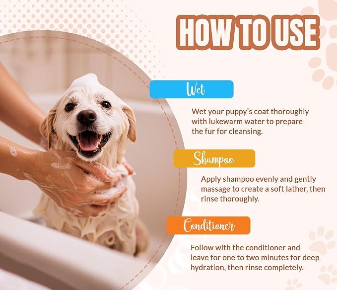 ALFIE'S CHOICE Puppy Shampoo and Conditioner Set | 16 fl oz Each | Gentle Formula for Sensitive & Itchy Skin | Panthenol & Sodium PCA | for Puppies, Adults & All Breeds