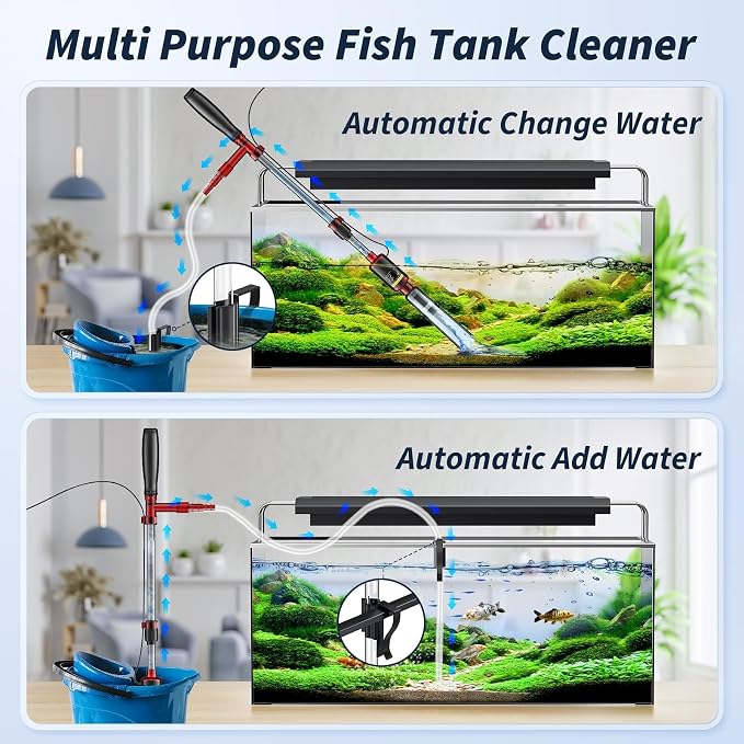 Mildhug Electric Aquarium Vacuum Gravel Cleaner, 530GPH/32W Fish Tank Vacuum Gravel Cleaner with Strong Suction for Automatic Water Change Algae Remover Sand Wash Water Circulationand Water Shower