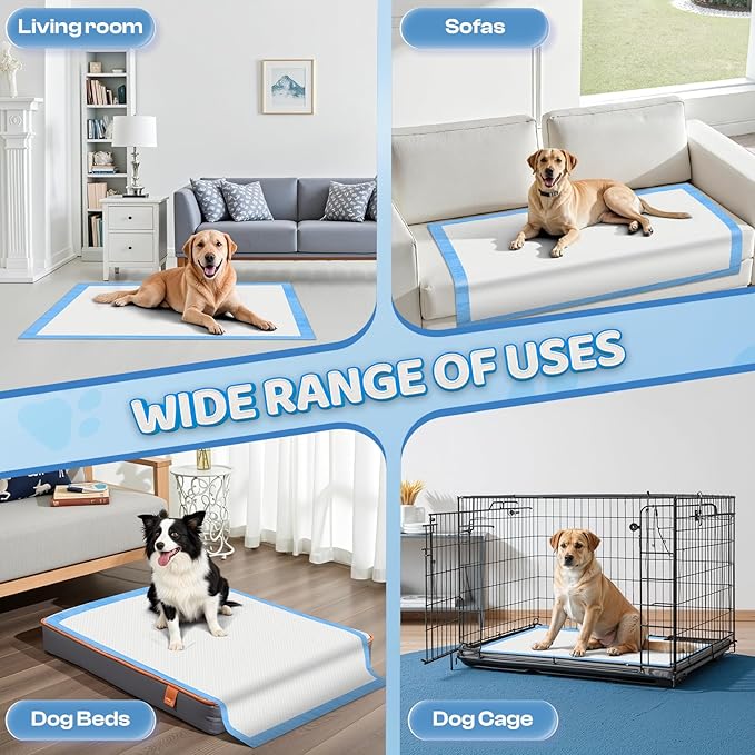 Boscute 4XL Thicken 6 Layers Ultra Absorbent Dog Pee Pads, 31”X47”Leak-Proof Odor-Control Quick Dry Puppy Training Pads Quick Dry Pee Pads for Dogs Cats Pets 100counts