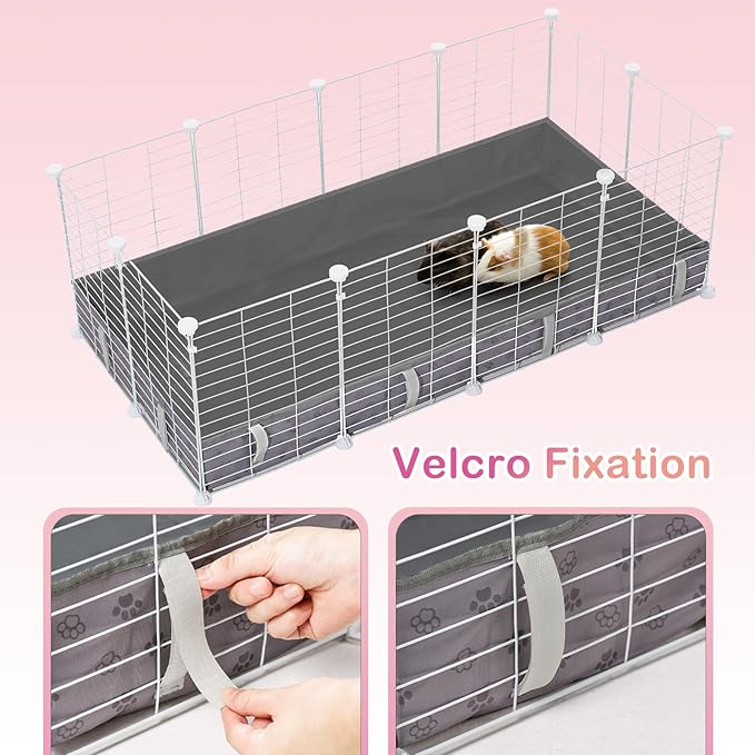 Funfurry Waterproof Guinea Pig Cage Liner,Washable Tarp Bottom Base,Cage Liners for Small Animals,Hamster Chinchilla Hedgehog Ferret Rabbit. (Dark Grey-Paw, 12" X 24")