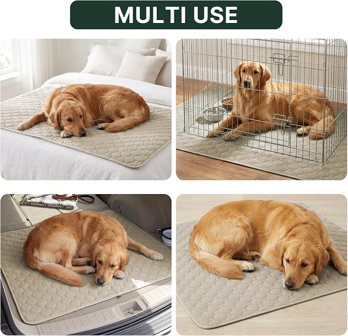 H.VERSAILTEX Premium Washable Pee Pads for Dogs 2 Pack Super Absorbent 100% Waterproof Reusable Non-Slip Quilted Puppy Training Pads for Crate Playpen Whelping & Potty Training(18"x24", Beige)