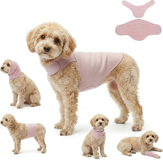 DAJIDALI® Dog & Cat Anxiety Vest & Spay Recovery Suit – Silent Adjustable Calming Wrap for Surgery & Thunderstorms – 2-Piece Cone & Recovery Onesie Alternative