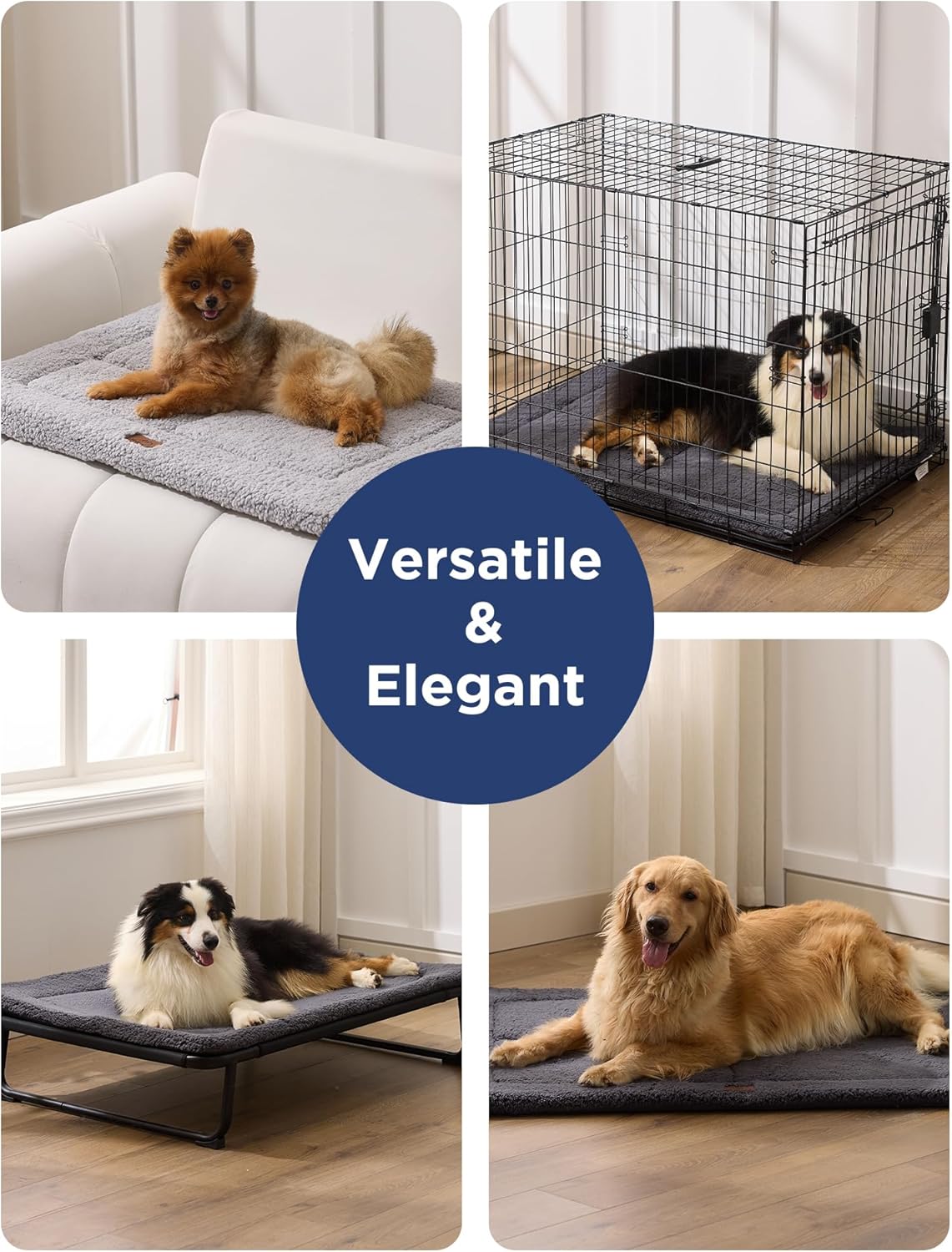 Joydeco Low Profile Dog Crate Mat Reversible Bed Pad, Washable Dog Pad Mat with Ultra Soft Fleece, Compact Design Kennel Beds Mats for Large Medium Small Pets, 35" x 23" Dark Gray