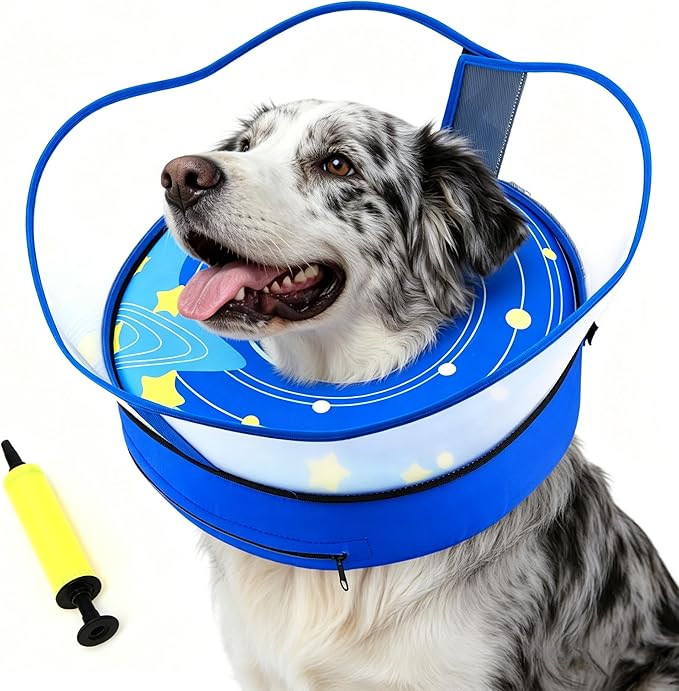 Dog Donut Collar, Inflatable Dog Cone Collar for Dogs to Stop Licking (RoyalBlue, L)