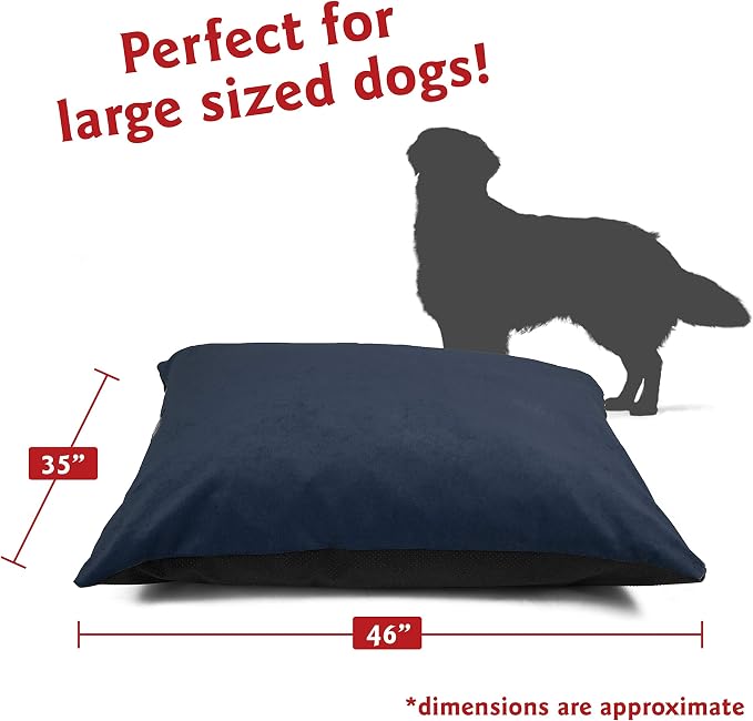 Majestic Pet Large Dog Bed - Rectangle, Washable, Non-Slip, Comfortable - 46 x 35 Inch - Villa Navy