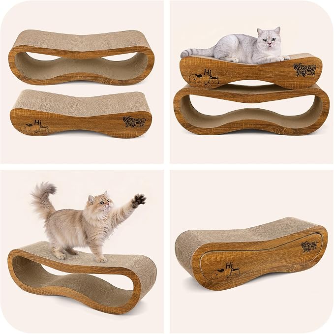 Cat Scratcher, 2 In 1 Cat Scratch Board for Scraching & Napping, Cat Scratchers for Indoor Cats Scratching Post Pad Couch Lounger Cardboard Cat Bed Furniture Protector from Cat Claws, Large 27.44 Inch