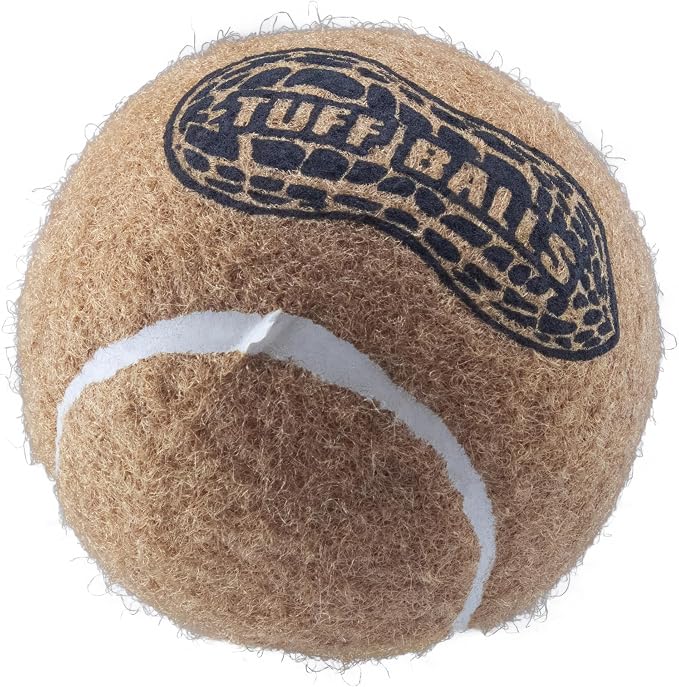 PetSport Junior Peanut Butter Tuff Ball Dog Toys | 6 Pack Jr. (1.8") Pet Safe Felt & Durable Rubber Tennis Balls | Play Fetch, Chuck or Toss at Dog Park