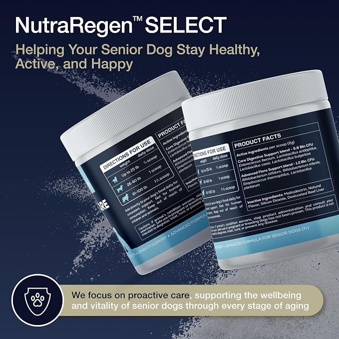 NutraRegen Dog Digestive and Immune Support Bundle | Mushroom & Probiotic Powder Supplements to Support Daily Wellness, Comfort, and Gut Balance, 7 Bn CFU | 60 Scoops, 4.0 oz